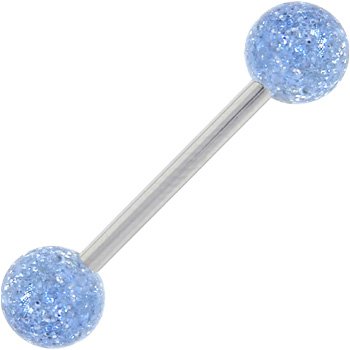 BLUE ICE Glitter Barbell Tongue Ring
