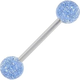 BLUE ICE Glitter Barbell Tongue Ring