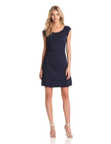 Three Dots Women's Ballet Neck Dress, Night Iris, Medium