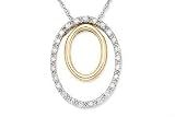 1/5 Carat Diamond 14K Two Tone Gold Circular Pendant w/Chain