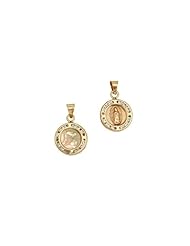 14K Tri Color Gold 11.5mm Double Sided Round Religious Baptisim Charm Pendant