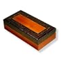 5005, Polish Handcrafted Wooden Box with Top Border Inlaid Design. This Brown Shaded Box Is 7"x3.5"x1.75".