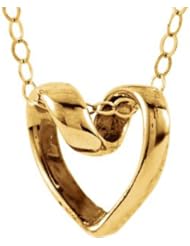 Youth Ribbon Heart Pendant With 15" Chain 14K Gold White 19636