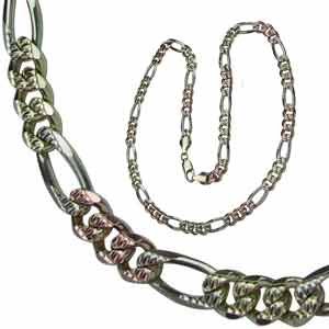 Tricolor Concave Figaro Chain