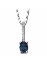 14K White Gold Oval Cut Sapphire and Diamond Pendant -- LIFETIME WARRANTY