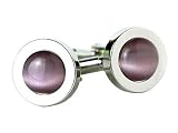 Classic Round Purple Catseye Silver Cufflinks with Presentation Box