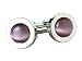Classic Round Purple Catseye Silver Cufflinks with Presentation Box