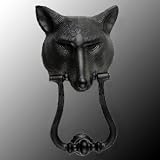Door Knockers, Solid Brass Fox Head Doorknocker, Black Powder Coat