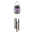 Pink Mosaic Glass Windchime with Solar Glow Light
