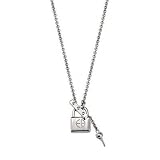 Emporio Armani Jewelry / Jewellery Ladies Sterling Silver Necklace with Lock and Key Charms / Pendants EG2023