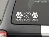 PEACE LOVE DOGS Decal Pet Car Window Bumper Vinyl Sticker