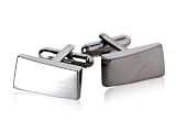 Rectangular Satin Waves Silver Cufflinks With Presentation Box