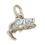 3-D Large Mouth Bass Charm Sterling Silver