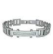 Stainless Steel Polished Bracelet with Cubic Zirconia - 8'' long