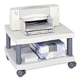 Safco Products Company Products – Under Desk Printer Stand, 4 Casters, 20″x17-1/2″x11-1/2″, Gray – Sold as 1 EA – Under Desk Printer Stand easily slides under most desks or work surfaces and offers an extra storage shelf. Contemporary wave design is used to give the shelves an extra touch of style while the whole piece is accented by charcoal columns. Supply shelves provide storage for paper, ink cartridges, envelopes or labels. Printer assembles with easy snap-together assembly and rolls easily