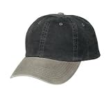 NEW Port Authority - 2-Tone Garment Dyed Cap Black/Pebble-OSFA