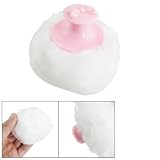 Rosallini Pink Bonwknot Grip White Plush Round Baby Powderpuff