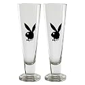 Playboy Bunny Tall Pilsner Glasses - Set of 2