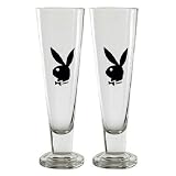 Playboy Bunny Tall Pilsner Glasses - Set of 2