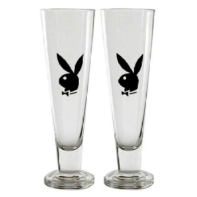 Playboy Bunny Tall Pilsner Glasses - Set of 2