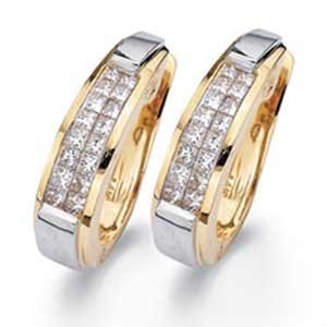 Two Tone Rocky Filled Diamond Hoop Earrings