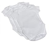 SpaSilk 100% Cotton Short Sleeve Lap Shoulder 3-Pack Bodysuit - White, 6 Months