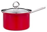 Chantal Enamel-On-Steel 2-Quart Saucepan with Tempered Glass Lid, Red