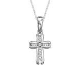 14K White Gold 0.14 ct. Diamond Cross Pendant with Chain