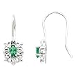 14K White Gold Emerald and Diamond Earrings