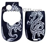 White Dragon in Black Faceplate Cell Phone Cover for Motorola V300 V330 Cell Phone