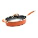 Rachael Ray Porcelain Enamel Nonstick 5-Quart Oval Saute Pan with Glass Lid, Orange