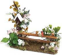 Dollhouse Miniature Rustic Wooden Birdhouse Fence