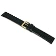 Black Leather Lizard Grain Padded Long Watch Band 20mm
