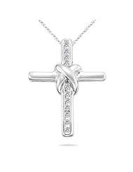 1/10 (0.09-0.12) Cts Diamond Cross Pendant in 14K White Gold