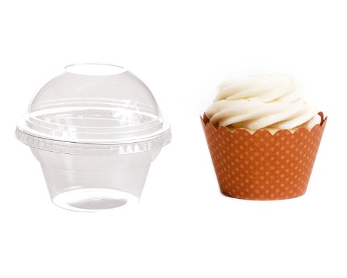 Dress My Cupcake Favor Dome Containers with Wrappers DIY Kit, Burnt Orange, Set of 25