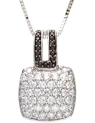 CleverEves 14K White Gold 1 1 4 Ct Tw Black And White Gold Diamond Necklace