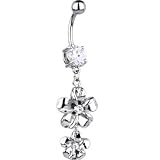 Crystalline Gem FLOURISHING FLOWER Dangle Belly Ring