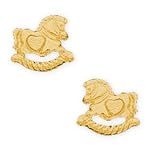 14K Yellow Gold Rocking Horse Pierced Earrings (Pair) for Children