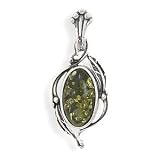 Baltic Amber Sterling Silver Pendant, 1.325 in (incl bail) Green Amber Cabochon w/Leaf Design 31Q9IeM4v0L. SL160 Baltic Amber Sterling Silver Pendant, 1.325 in (incl bail) Green Amber Cabochon w/Leaf Design