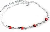 New Sterling Silver Enamel Ladybug 10' Anklet Ladybugs