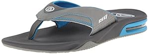 Reef Men's Fanning R Flip Flop, Charcoal/Blue/Grey, 12 M US