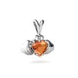 14K White Gold Heart Fire Opal Celtic Claddagh Pendant
