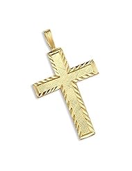 Solid 14k Yellow Gold Pendant Charm Cross Crucifix New