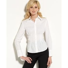AK Anne Klein Pintucked Fitted Shirt