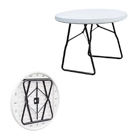 45 Portable Plastic ROUND Table GREEN w Steel Frame from Folding Picnic Tables