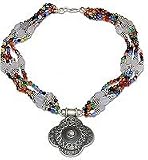 Gemstone Necklace Silver with Carnelian, Rainbow, Garnet Beads Handmade in Indian Style 18 