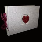 Personalised Ivory With Burgundy Rose Heart Wedding Guest Book Free Uk Delivery