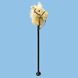 Hobby Horse with Sounds. Wooden pole & Wheels (Tan)