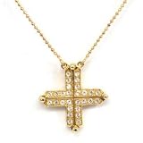 9ct Gold 2-way Cross Pendant, 16" Chain