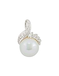 South Sea White Pearl Pendant with Diamonds in 14K White Gold (14-15mm)